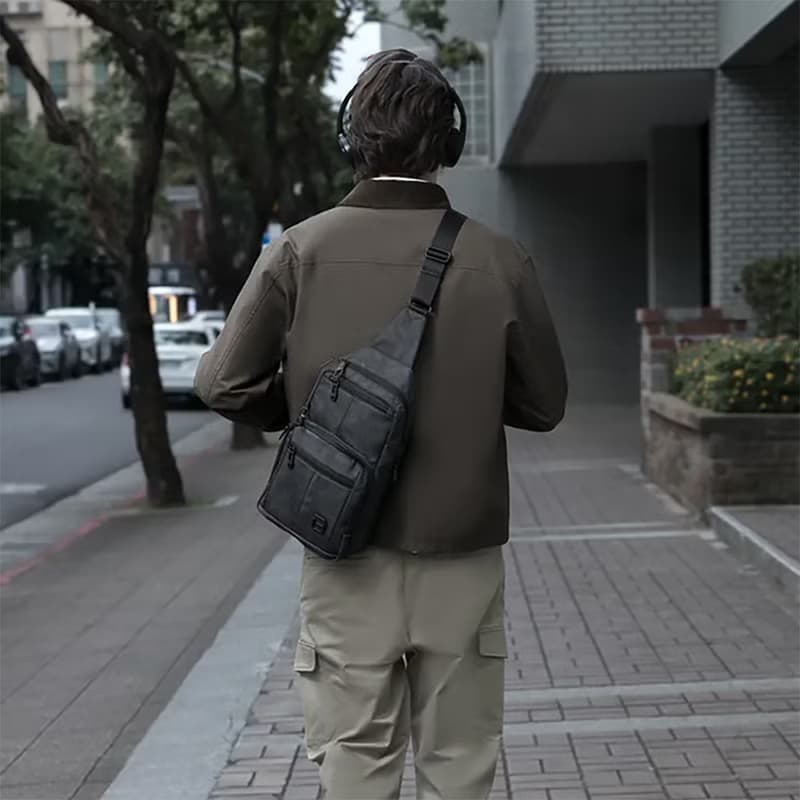 斜跨包 胸包 多隔層斜肩包 黑色 灰色 藍色