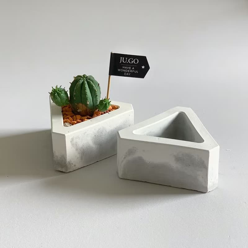 【買盆送植物】三角水泥盆栽 @JU多肉