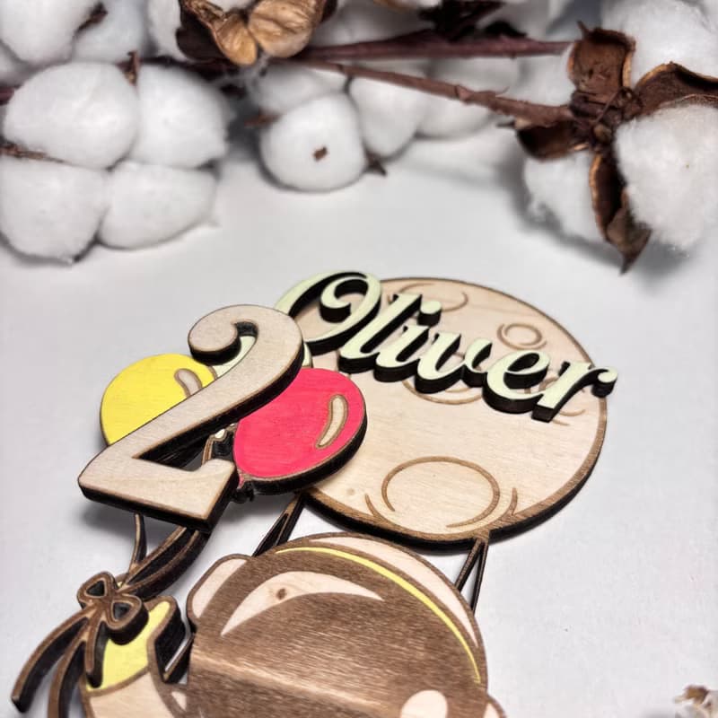 Astronaut Wood Custom Cake Topper - Hand Painted Birthday Keepsake - Custom Name