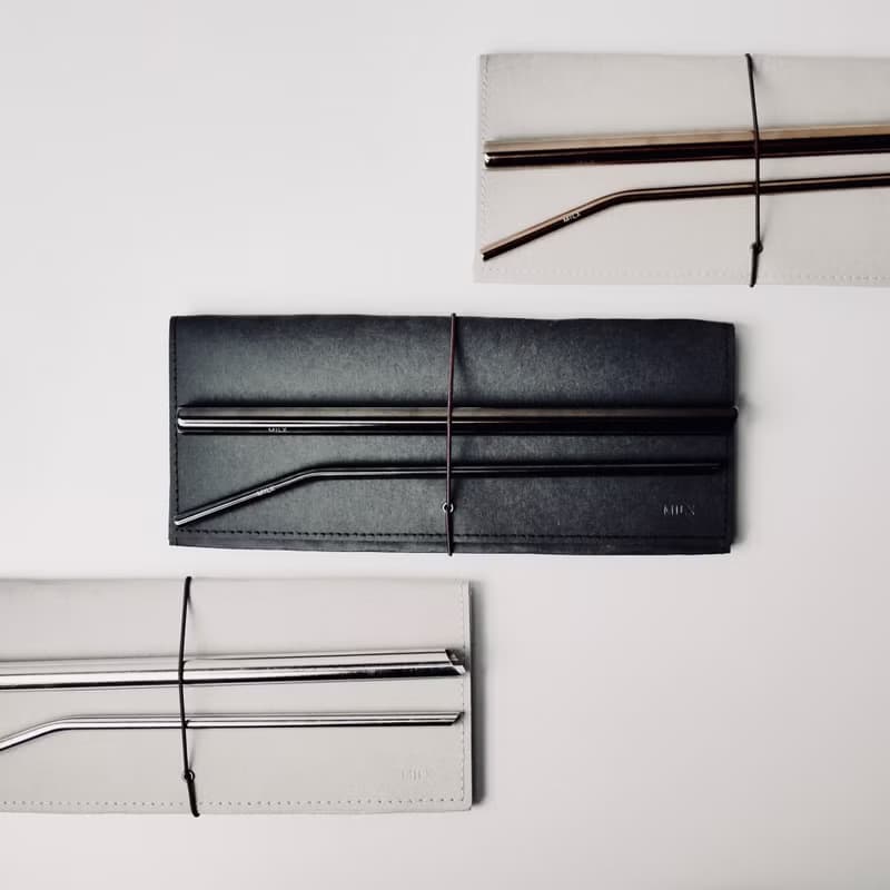 吸管攜帶組合 - 金屬吸管粗細組 水洗牛皮紙收納夾