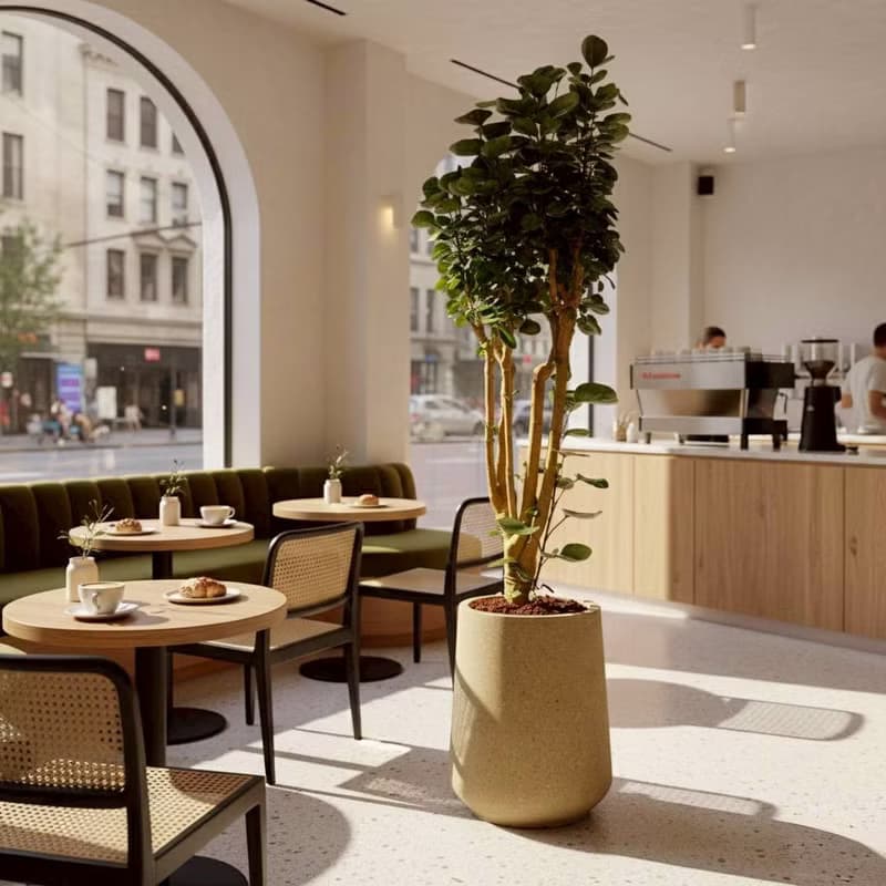 虹玉福祿桐 落地盆栽 大盆栽 拿鐵棕磨石子花盆 開幕送禮 喬遷禮