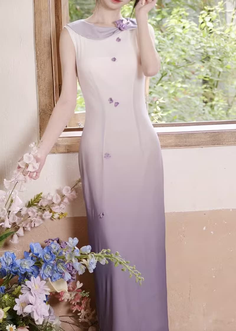鈴蘭 新中式復古鈴蘭花連身裙 手工製