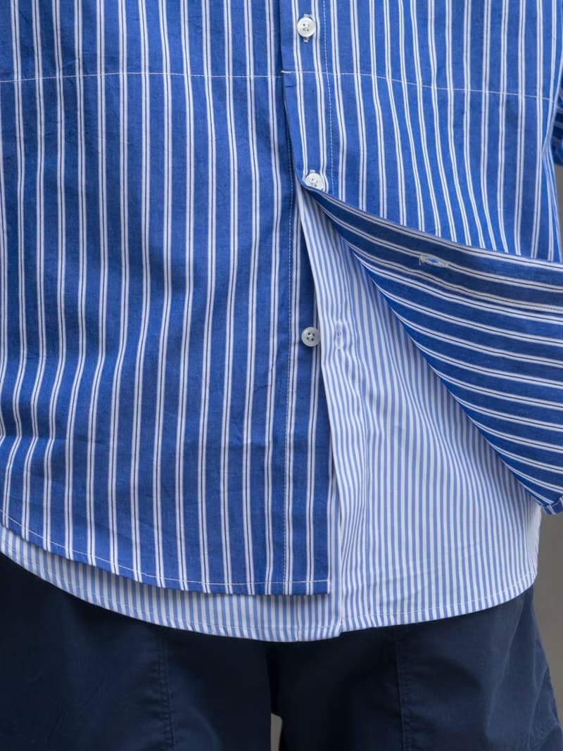 SHIRTS 日系寬松休閒條紋長袖襯衫 層次下襬拼接設計 cityboy