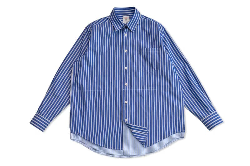 SHIRTS 日系寬松休閒條紋長袖襯衫 層次下襬拼接設計 cityboy