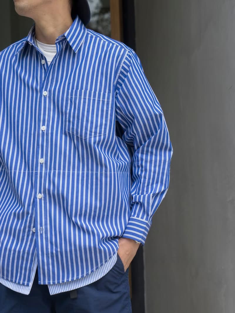 SHIRTS 日系寬松休閒條紋長袖襯衫 層次下襬拼接設計 cityboy