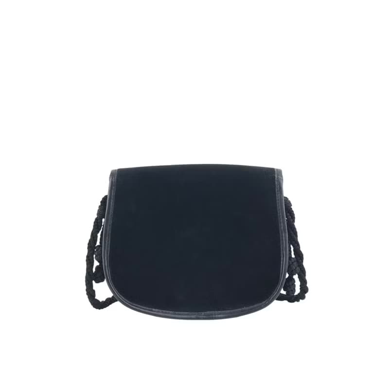 【 日本直送　名牌中古包 】CELINE セリーヌ ショルダーバッグ ブラック ブラゾン タッセル ベロア ミニバッグ vintage オールド 55w28w