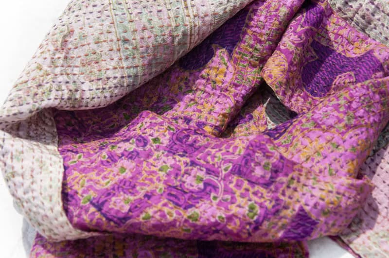 刺繡絲巾/絲綢刺繡圍巾/手縫紗麗線絲巾/印度絲綢刺繡圍巾-英式花