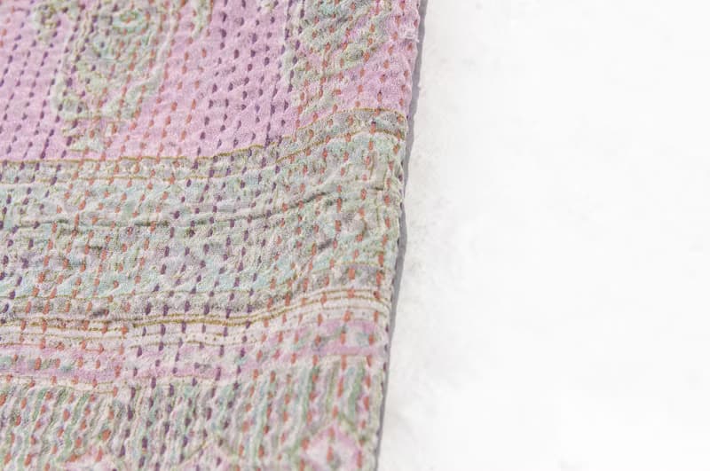 刺繡絲巾/絲綢刺繡圍巾/手縫紗麗線絲巾/印度絲綢刺繡圍巾-英式花