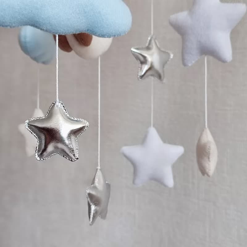 Bear baby crib mobile boy, Moon and stars nursery decor, baby shower gift