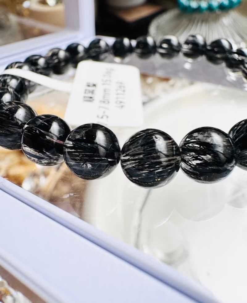 天然順髮黑髮晶7.5-7.8mm15.06g避邪防小人排除負能勇敢跨出困境