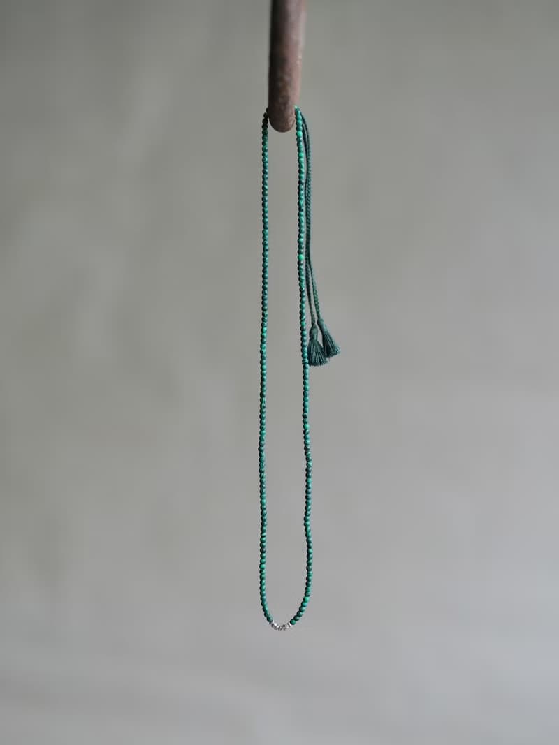綴銀流蘇項鍊 孔雀石/黃碧玉