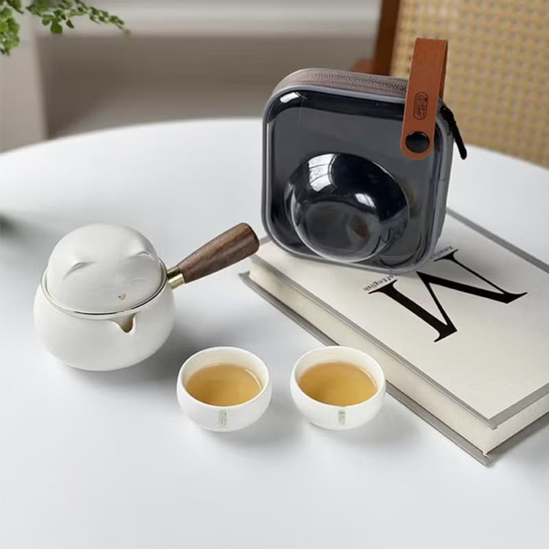 雨曦招財貓戶外簡易旅行茶具(附提袋)