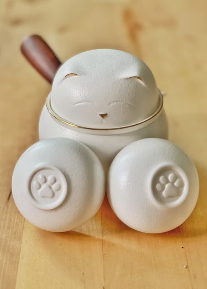雨曦招財貓戶外簡易旅行茶具(附提袋)