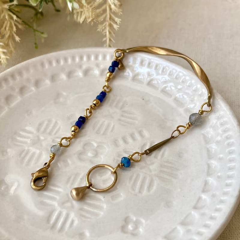 老林雜貨 | 扭轉黃銅藍晶石設計手鍊