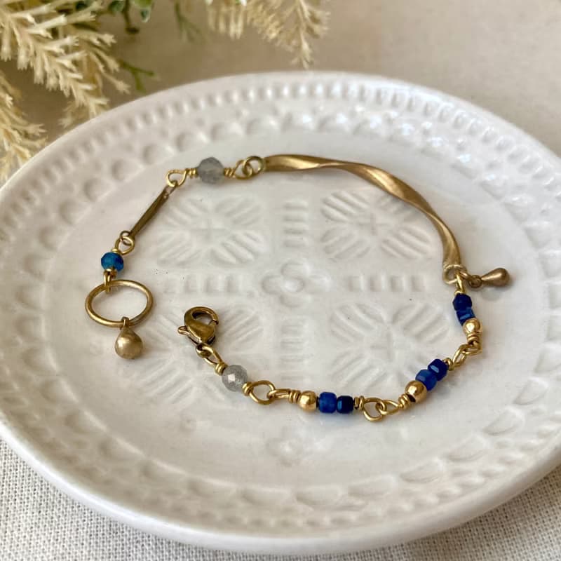 老林雜貨 | 扭轉黃銅藍晶石設計手鍊