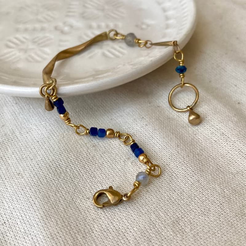 老林雜貨 | 扭轉黃銅藍晶石設計手鍊