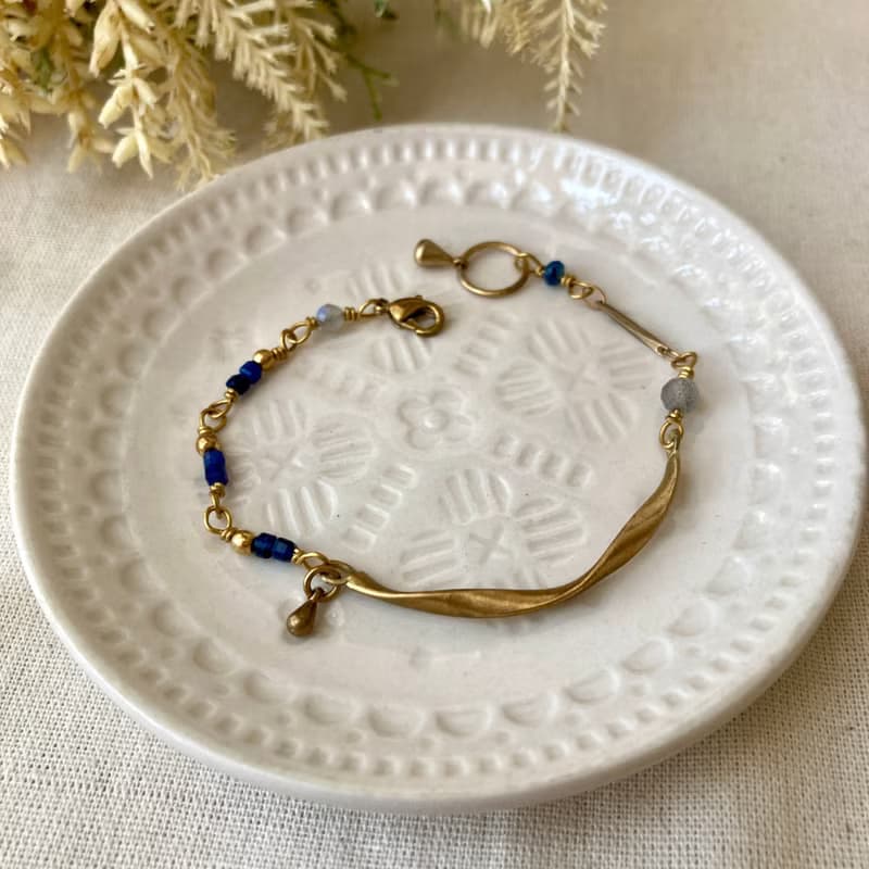 老林雜貨 | 扭轉黃銅藍晶石設計手鍊