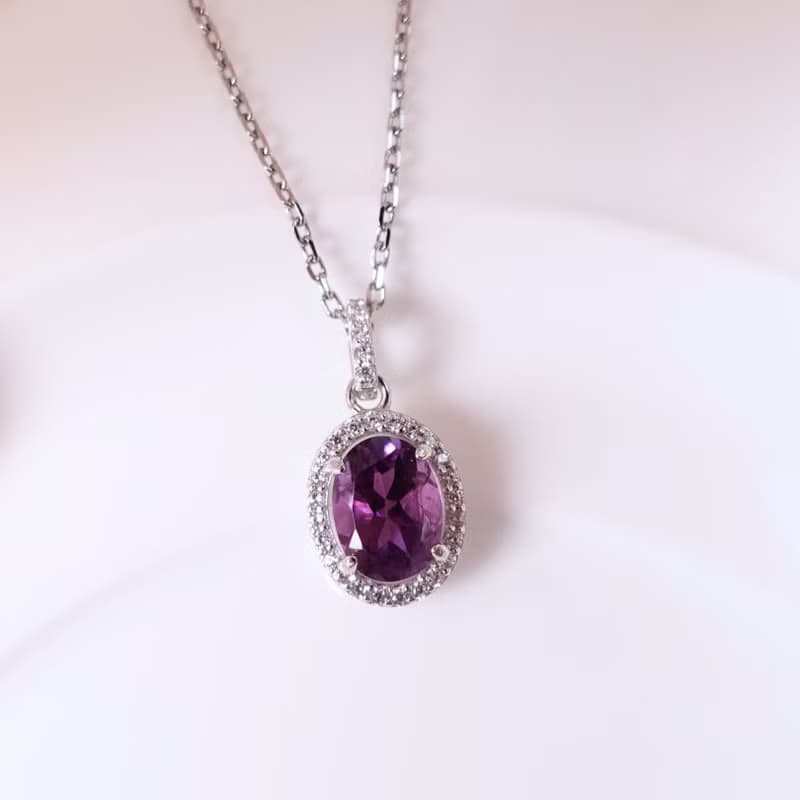 絲絨紫水晶 濃郁紫色光澤 晶體乾淨 純銀項鍊 禮物首選 母親節