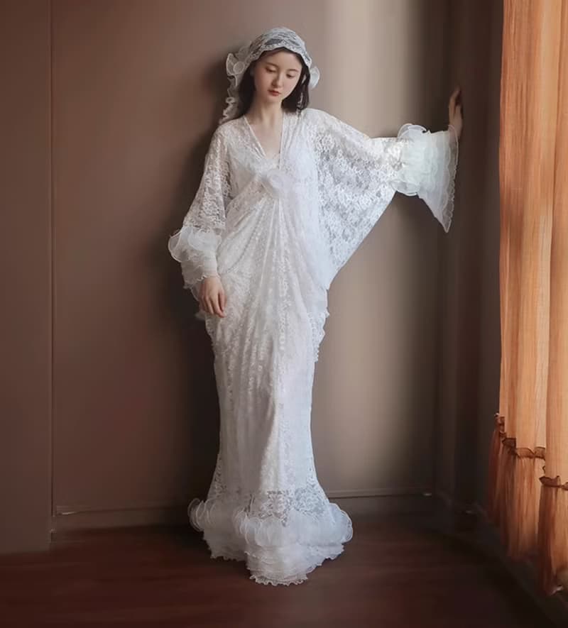 法式復古 新娘結婚蕾絲禮服