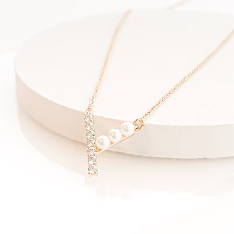 cz pearl vnecklace  項鍊 立方氧化鋯