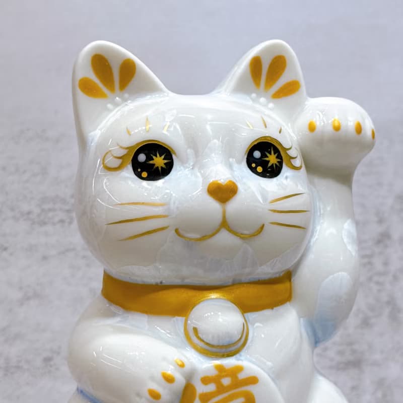 【京藝招福】日本清水燒招財貓 | 花結晶 青白 億万両 左