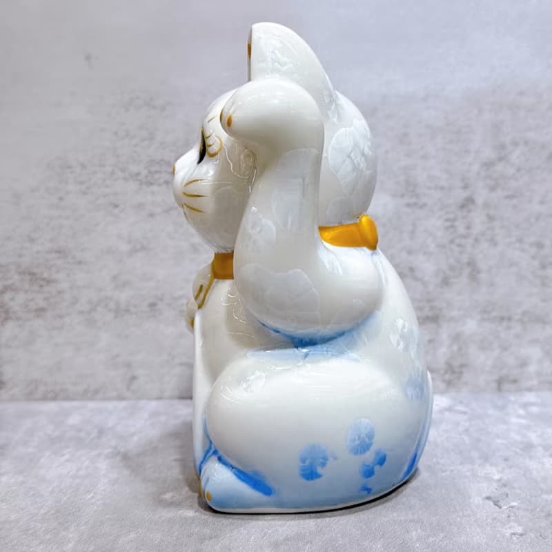 【京藝招福】日本清水燒招財貓 | 花結晶 青白 億万両 左