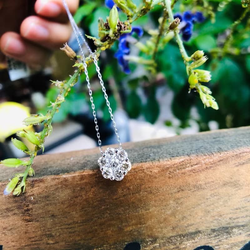 【 Moriarty Jewelry】華麗 - 花花款 - 18K 白K金 小鑽套鍊