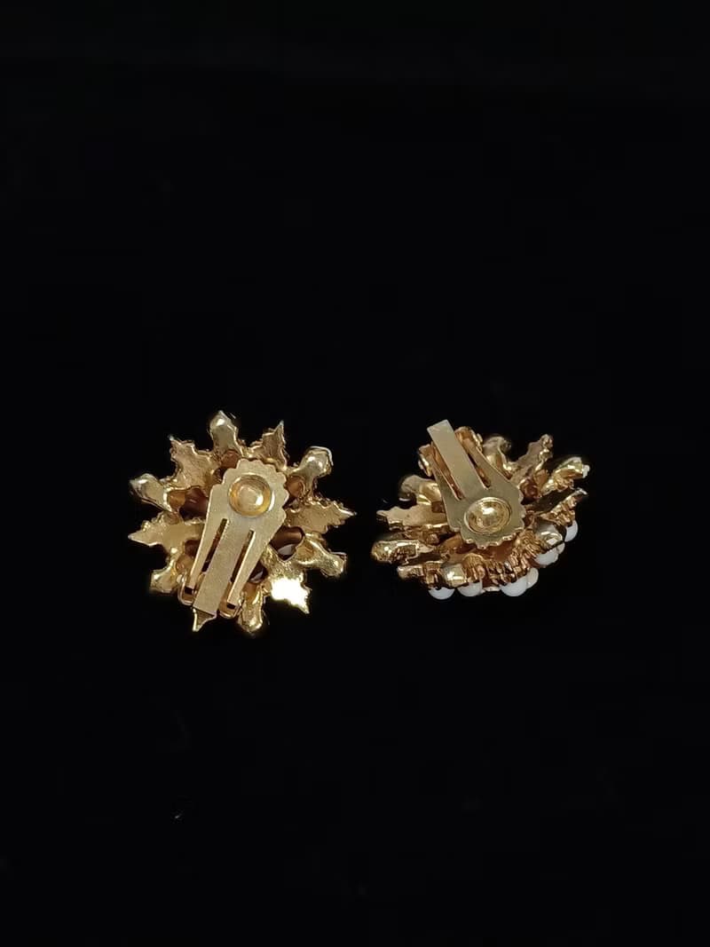 vintage jewelry  古董立體琺瑯花夾式耳環
