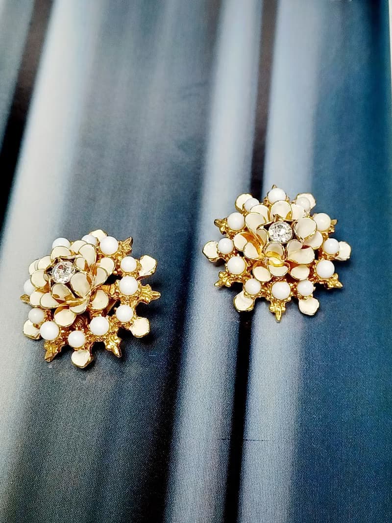 vintage jewelry  古董立體琺瑯花夾式耳環