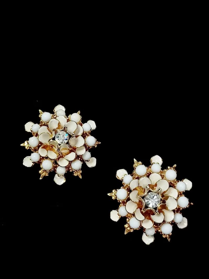 vintage jewelry  古董立體琺瑯花夾式耳環