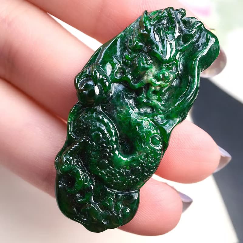 老花青翡翠龍牌 | 天然緬甸玉A貨翡翠 | 送禮