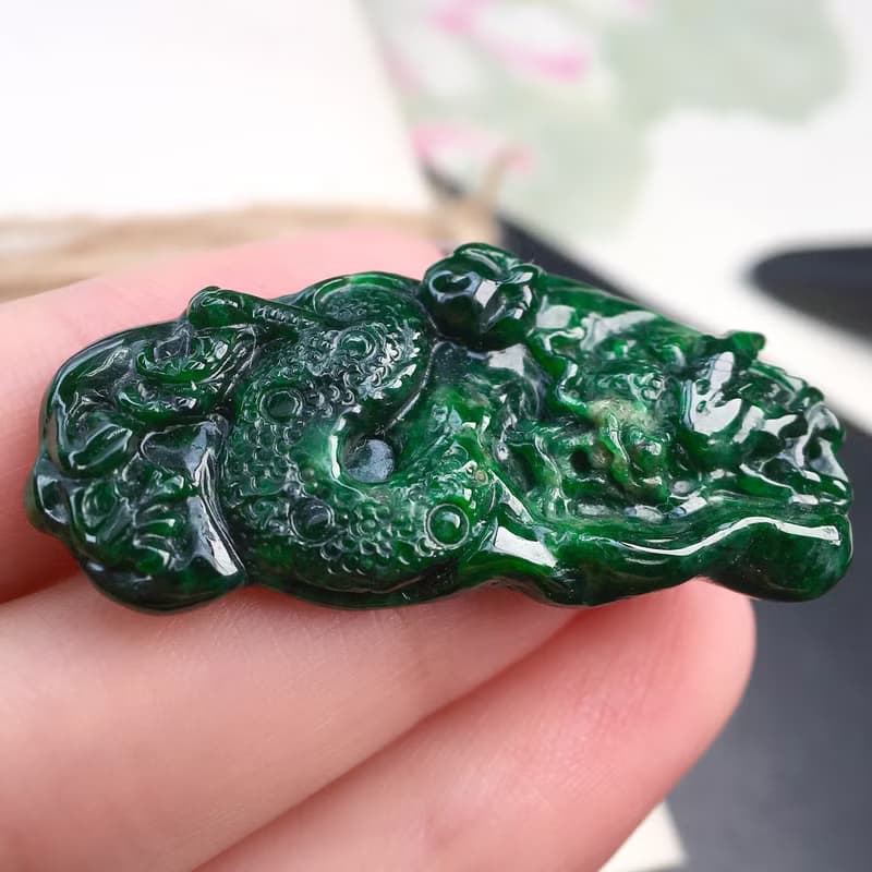 老花青翡翠龍牌 | 天然緬甸玉A貨翡翠 | 送禮