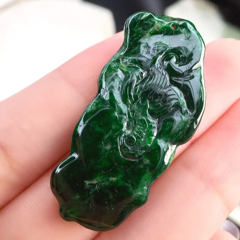 老花青翡翠龍牌 | 天然緬甸玉A貨翡翠 | 送禮
