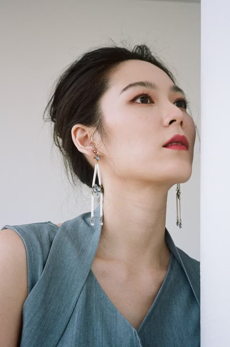 雙色垂墜 玻璃管長耳環 銀藍