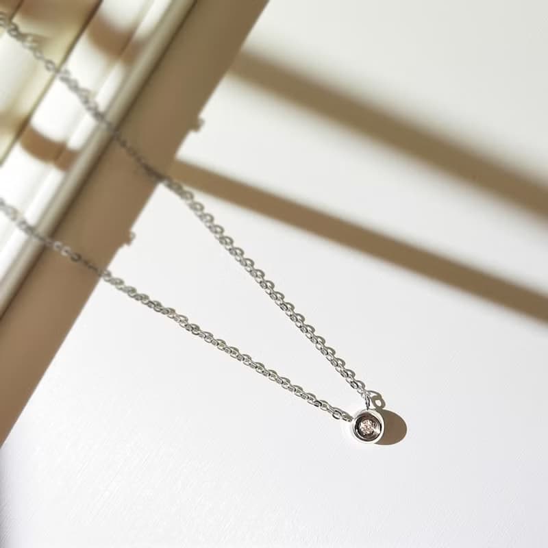 單鑽包鑲鑽石項鍊/鑽石 不鏽鋼 316醫療鋼 鎖骨鍊 頸鍊 克拉 珠寶