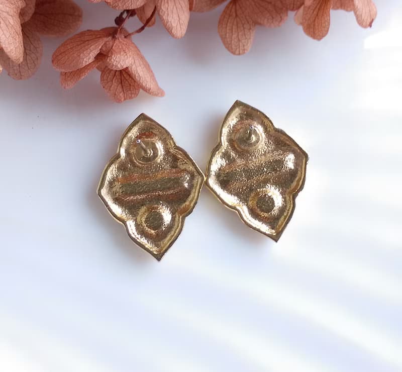Vintage Jewelry 西洋古董飾品  典雅 多色 貼耳 針式耳環