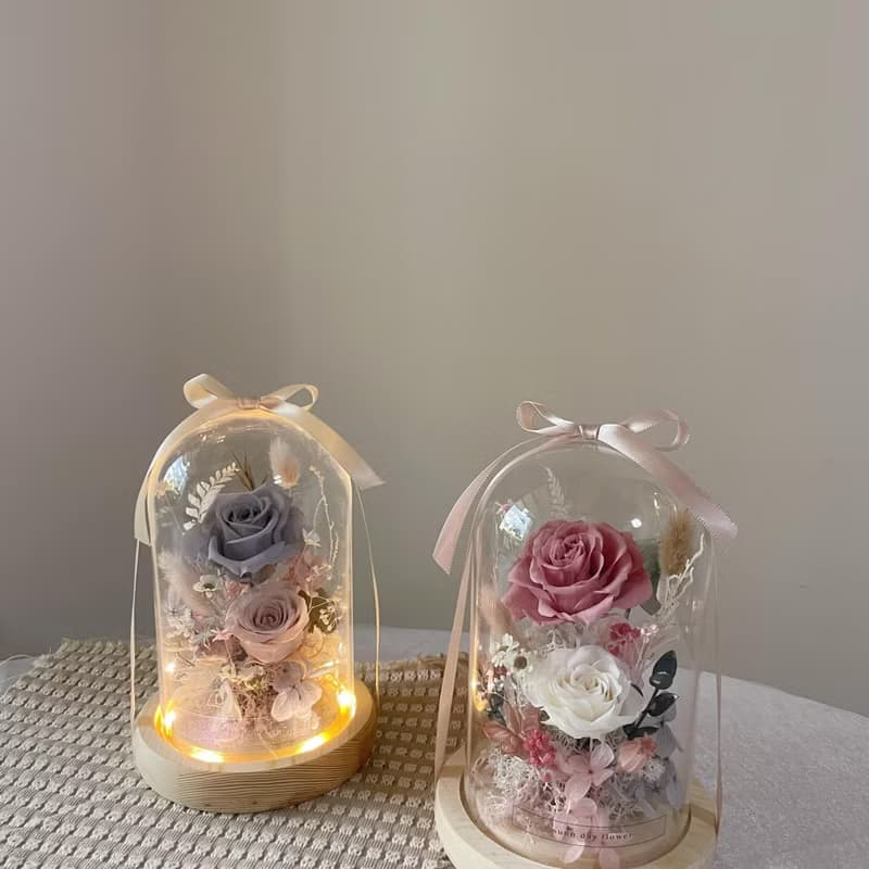 【情人節永生花盅】七夕花禮 玻璃花盅 情人節花禮 生日禮物 告白