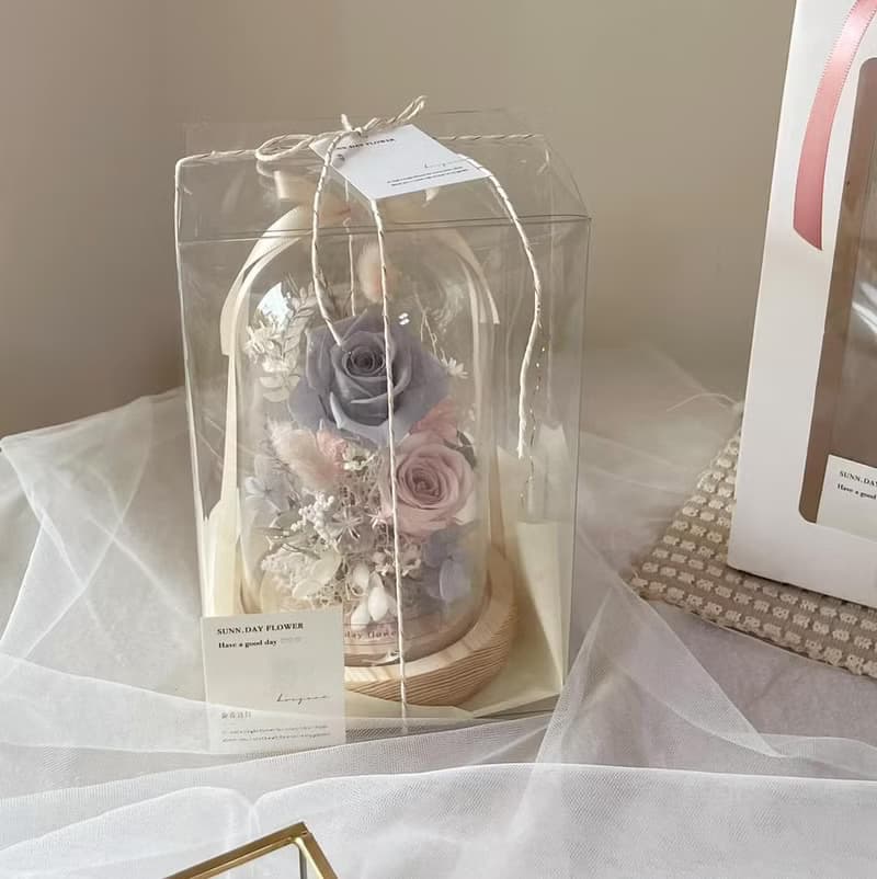 【情人節永生花盅】七夕花禮 玻璃花盅 情人節花禮 生日禮物 告白