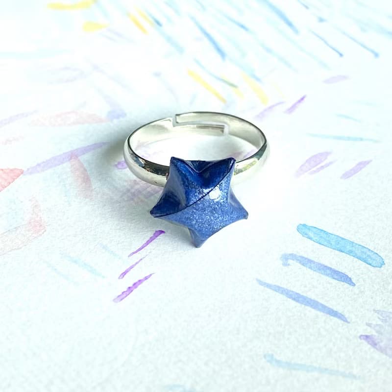 星星戒指 立體幸運星活動戒指 | 太空深藍色