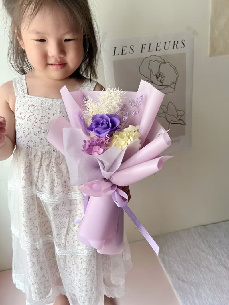 【日常花束】flower-of-life 藍紫兩色 日本永生玫瑰小花束