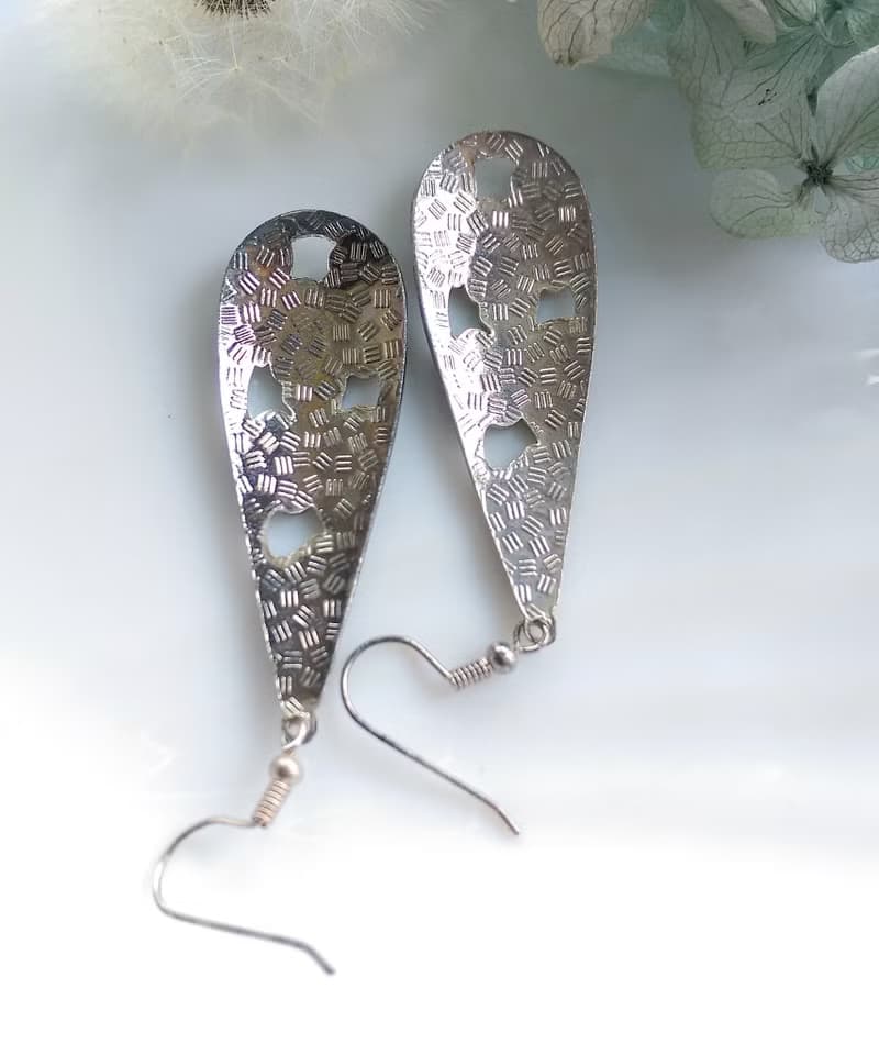 Vintage Jewelry 西洋古董飾品 景泰藍 彩花蝶藍底 耳勾 針式耳環