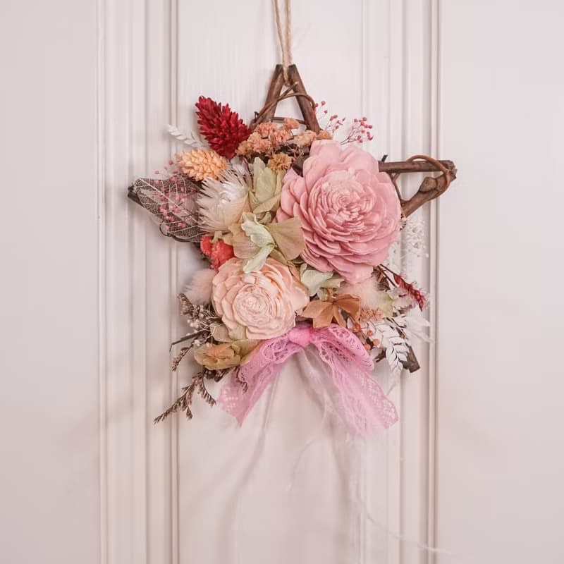 【聖誕禮物】擴香永生花環-粉紅/贈天然精油/純手工台灣製