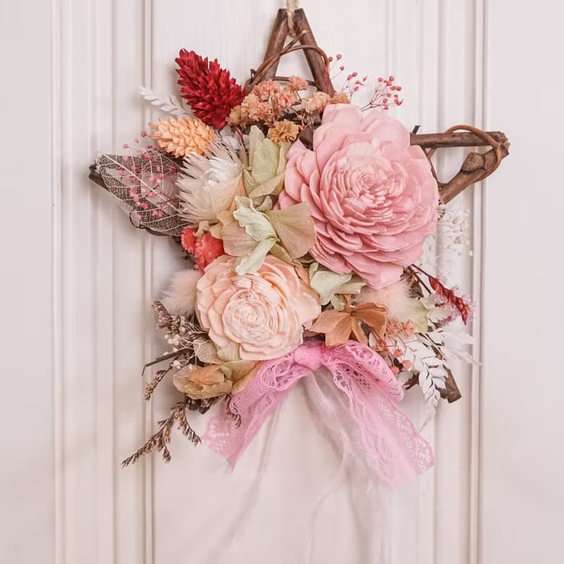 【聖誕禮物】擴香永生花環-粉紅/贈天然精油/純手工台灣製