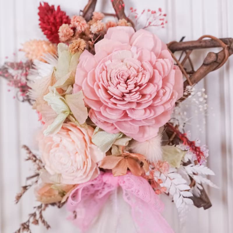 【聖誕禮物】擴香永生花環-粉紅/贈天然精油/純手工台灣製