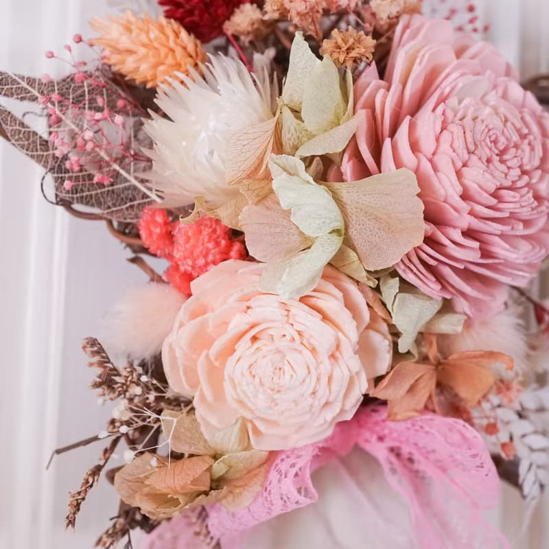 【聖誕禮物】擴香永生花環-粉紅/贈天然精油/純手工台灣製