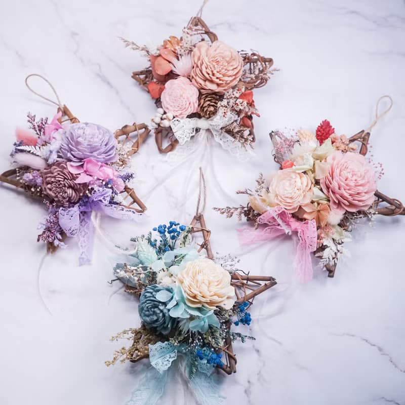 【聖誕禮物】擴香永生花環-粉紅/贈天然精油/純手工台灣製