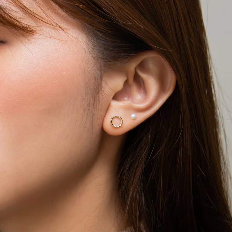 Round Silver 18K Gold Plated Earrings圓圈造型純銀鍍18K金耳環