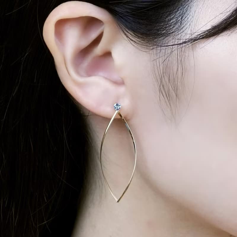 【Second Earrings】 18K 黃金海藍寶石耳環
