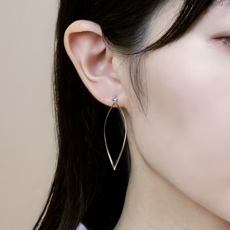 【Second Earrings】 18K 黃金海藍寶石耳環
