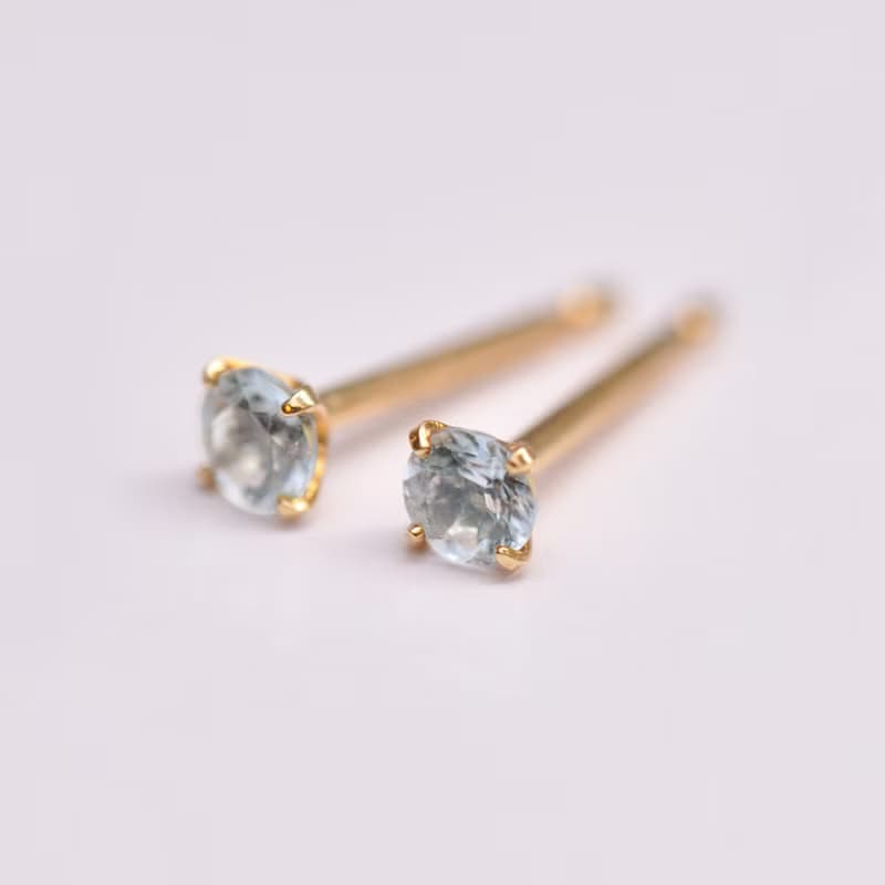 【Second Earrings】 18K 黃金海藍寶石耳環